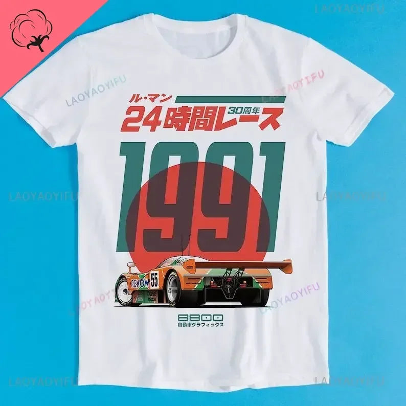 Japanisches 787B Jubiläum 30. Le Mans Retro Lustige Kunst Zeichnung Gamer Anime Kult Meme Film Musik Geschenk Baumwolle T-Shirt Lustiges T-Shirt