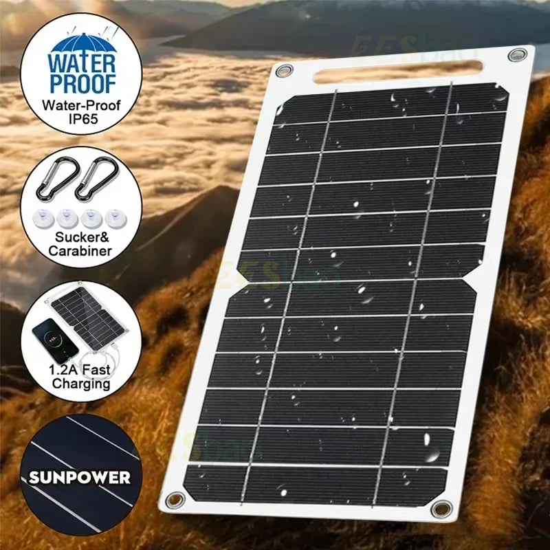 35W 5V USB Sunpower Tragbares Solarpanel, Solarplatte, sicheres, stabiles Ladegerät für Powerbank, Telefon, Outdoor, Camping, Zuhause, Wohnmobil, Geschenk
