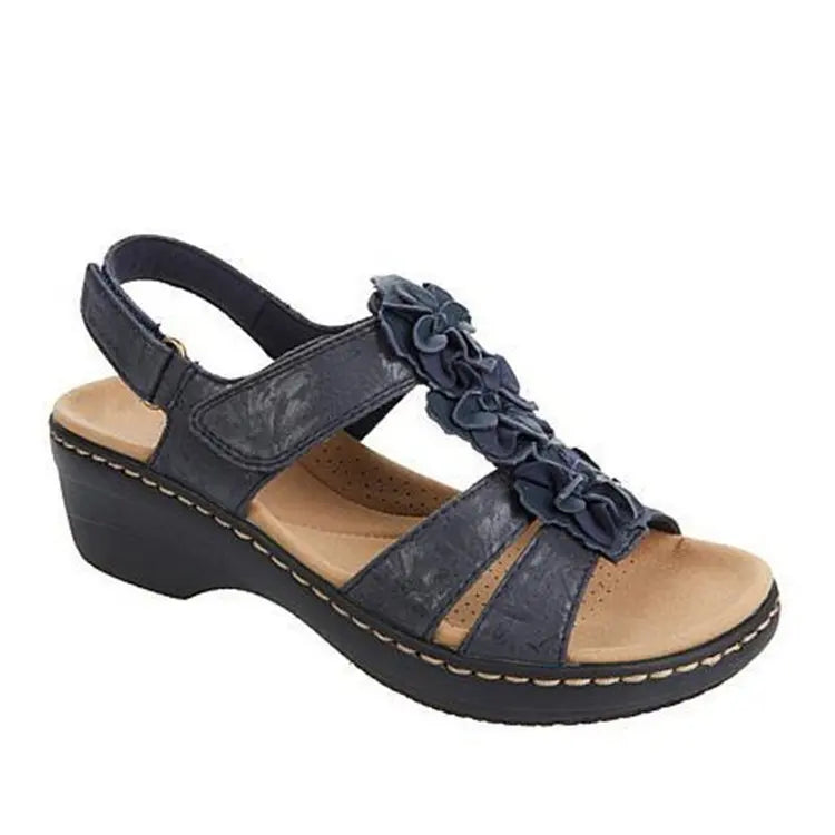 Sommer Sandalen Frauen 2022 Neue Blume Keil Plattform Orthopädie Schuhe Retro Rom Casual Komfortable Peep Toe Alias De Mujer