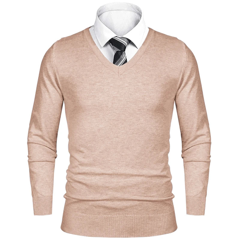 Animal Game Herren-Business-Pullover, lässiger Pullover mit V-Ausschnitt, kalte Bluse, leichter Wollstrick für den Außenbereich, luxuriöser Herrenpullover