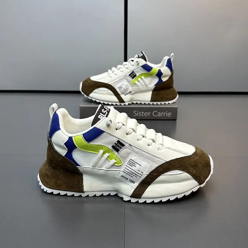 Männer Turnschuhe Plattform Casual Schuhe Trend Leder Runde Kappe Laufschuhe Im Freien Nicht-slip Schuhe Slip auf Atmungsaktive Männer schuhe