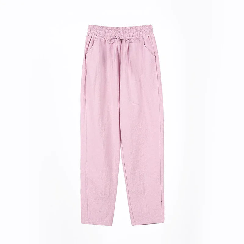Frauen Frühling Sommer Hosen Baumwolle solide elastische Taille Süßigkeiten Farben Mode Harems hose lässige weibliche Hosen
