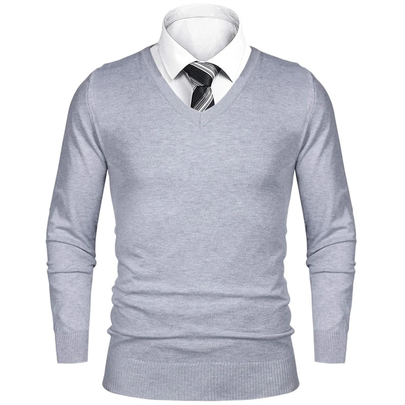 Animal Game Herren-Business-Pullover, lässiger Pullover mit V-Ausschnitt, kalte Bluse, leichter Wollstrick für den Außenbereich, luxuriöser Herrenpullover