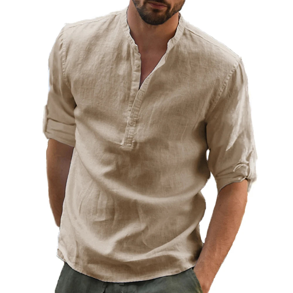 Neue Männer Casual Bluse Baumwolle Leinen Hemd Lose Tops Langarm T-shirt Frühling Herbst Casual Schöne Männer Shirts