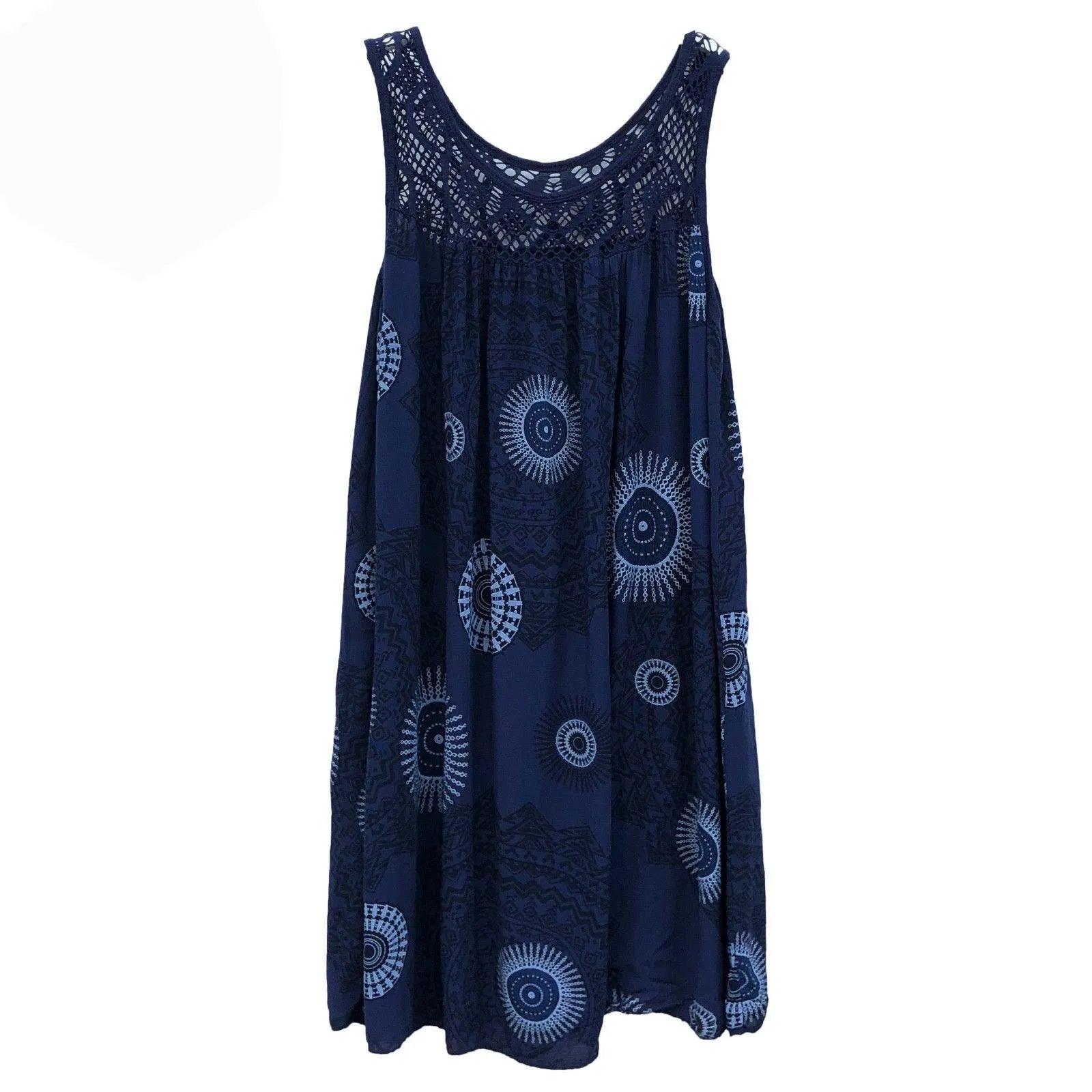 Damenbekleidung, Sommer, ärmelloses Leibchenkleid, Spitzendruck, ärmellos, große Schaukel, lockeres sexy Kleid, langer Rock, Übergröße