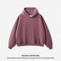 Vintage Mann gewaschen Boxy Fleece Hoodie Unisex lose zerrissene warme Knopf Winter Kapuzenpullover Markenkleidung HY0053