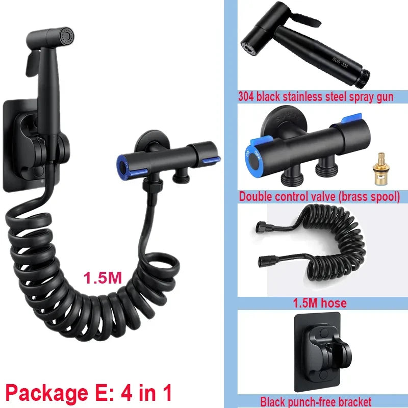 Hand-Bidet-Sprühset, Spritzpistole aus Edelstahl 304, Dusche, Hand-WC-Bidet-Wasserhahn, Sprühgerät, Duschdüse, selbstreinigend