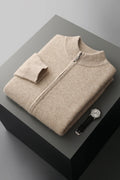Merinowolle,100 %  warmer Herrenpullover, Stehkragen, verdickte Strickjacke mit Reißverschluss, Herbst-Winter, neue Kaschmir-Strick-Langarm-Tops