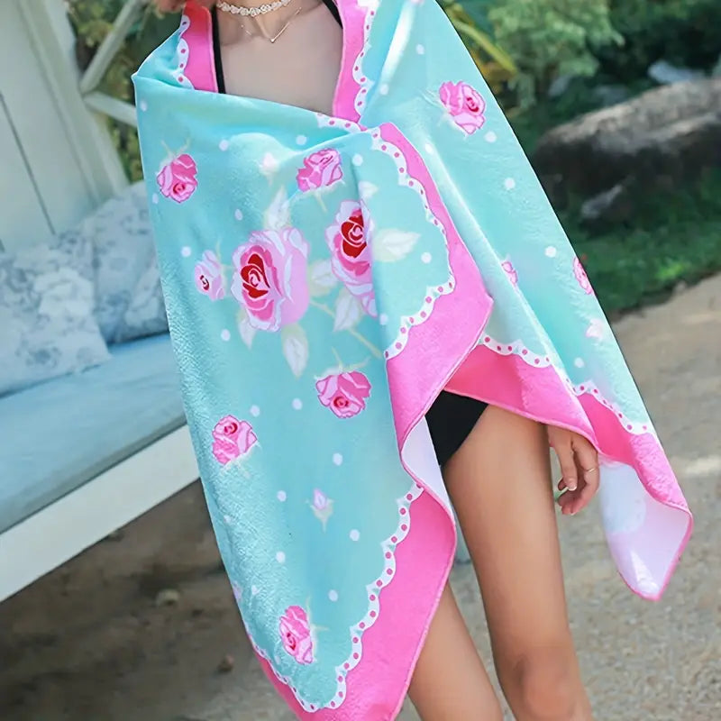 Pink Rose Microfiber Oversized Beach Towel for Travel
