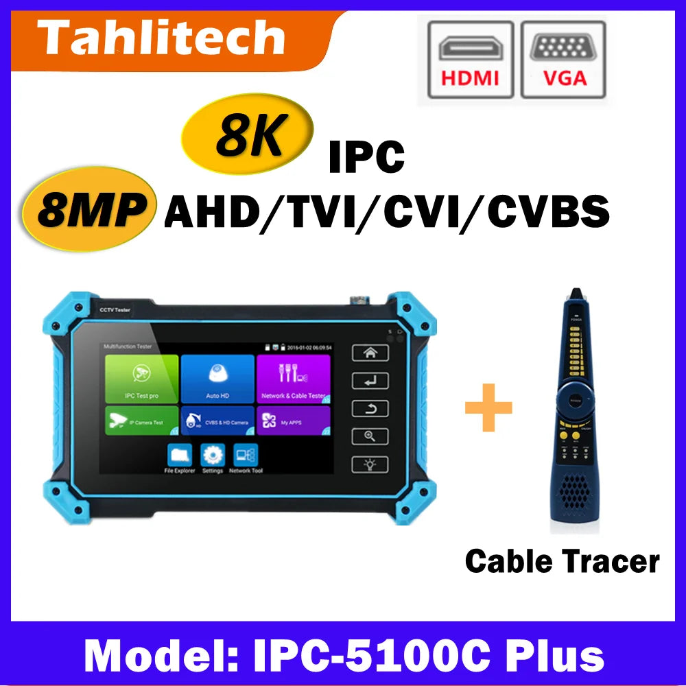 CCTV Tester IP camera ahd mini monitor 4k HDMI VGA IPC tester CCTV poe portable monitor cftv camera cable testing ONVIF PTZ
