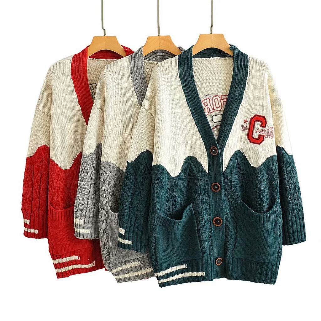 Korean Women's Fashion 2020 Fall Winter V-Neck Cardigan