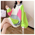 Women's Color Block Hooded Long Sleeve Sweater