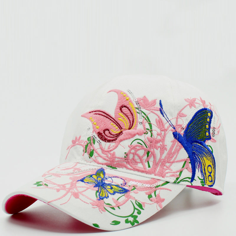 Butterfly Embroidery Baseball Cap with Sun Protection