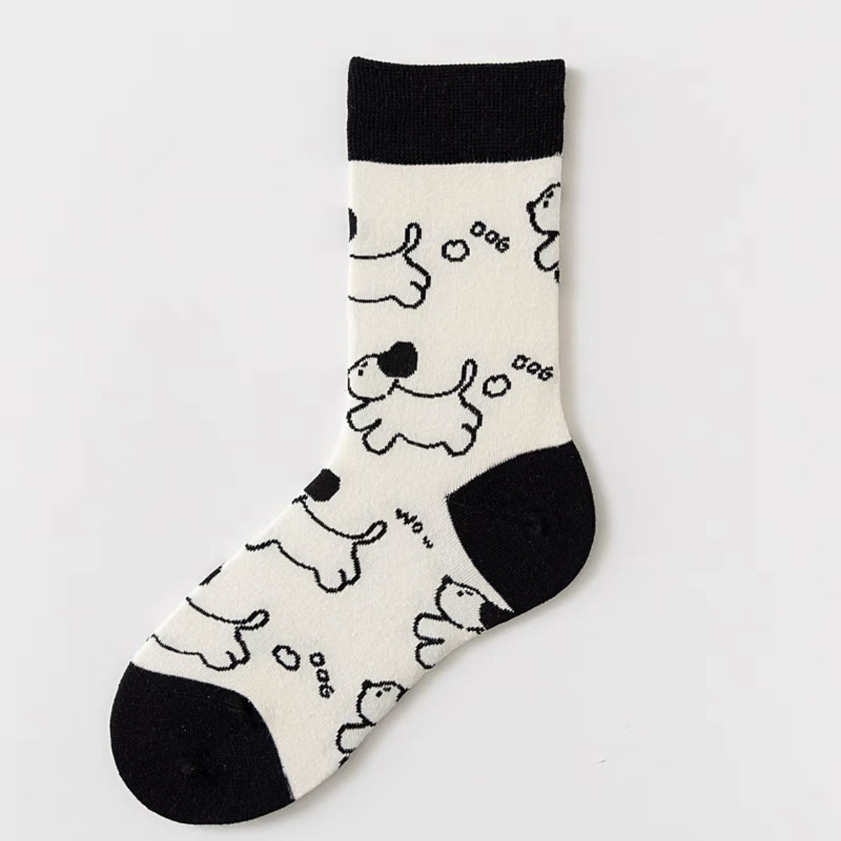 Cute Cartoon Mid-Calf Socks for Women - Zebra & Puppy