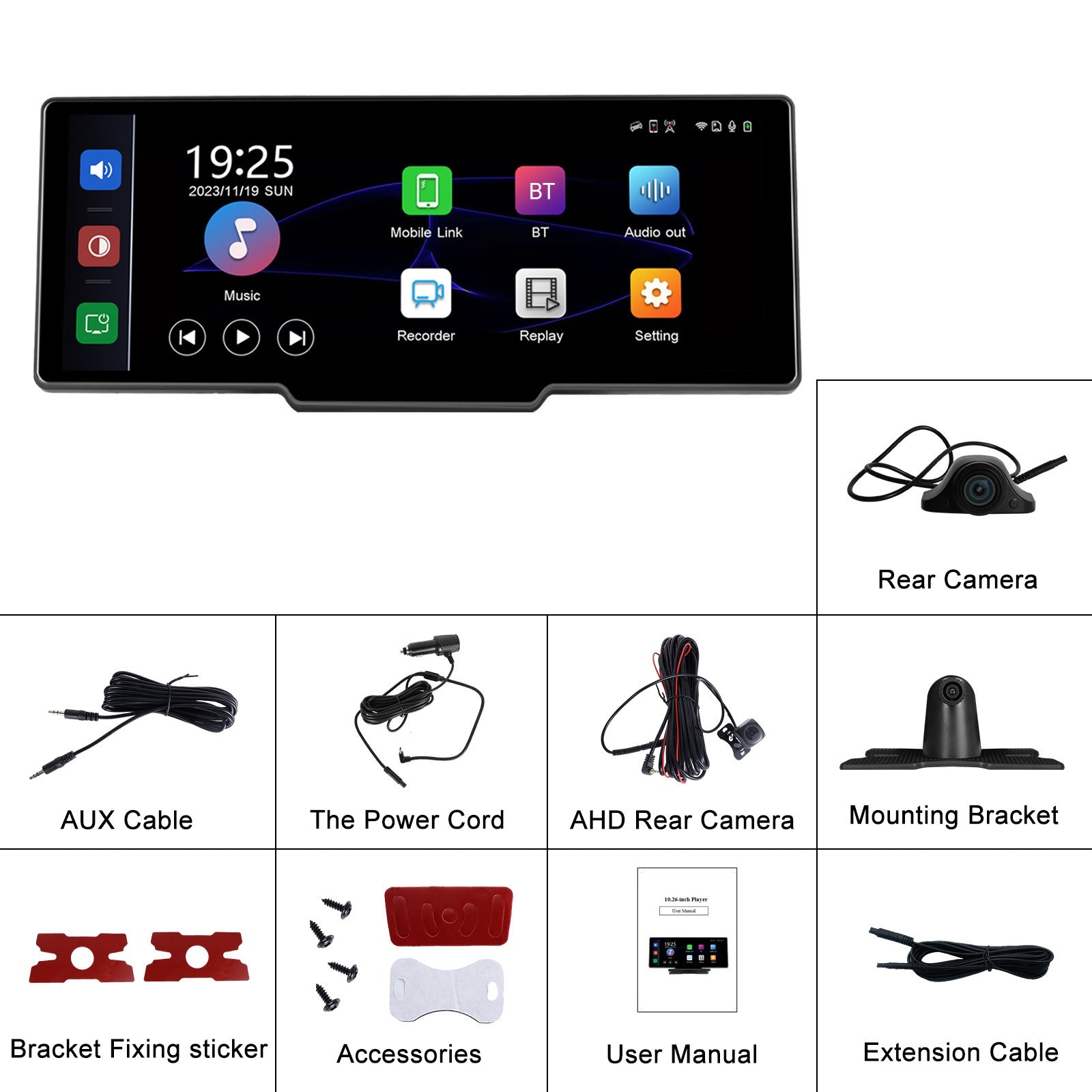10,26" HD-Autokamera mit Rückfahrkamera & Carplay
