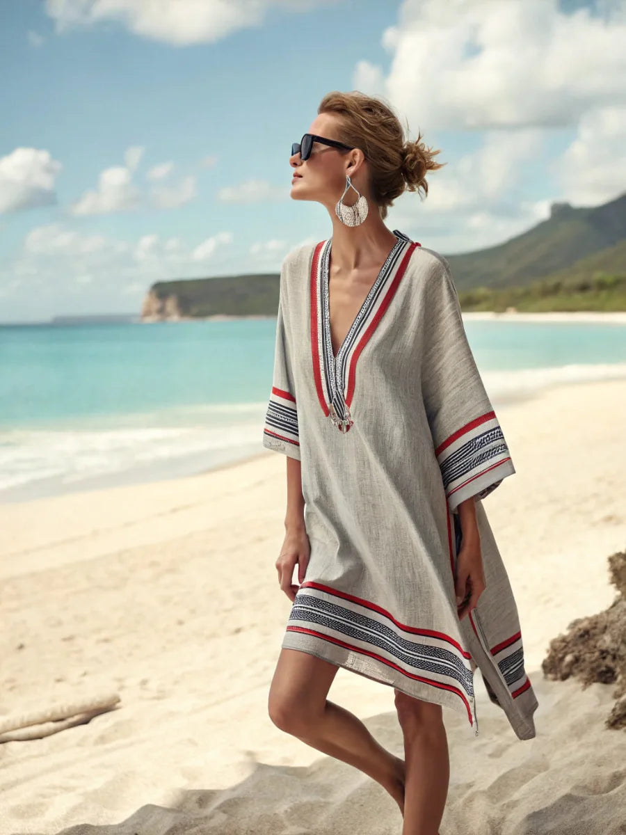 Women's 2025 Summer V-Neck Floral Print Loose Beach Dress, Casual Holiday Maxi Vestidos De Verano(72 characters)