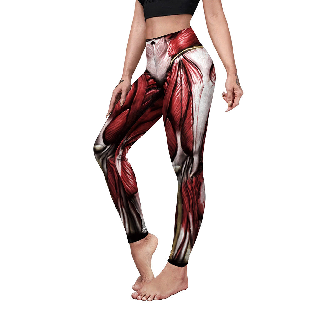Women's Casual Pumpkin Spider Web Printed Yoga Pants