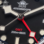 ADDIESDIVE AD2044 GMT Taucheruhr – 200m, BGW9 Leuchtend, Blasenspiegel, Quarz - flohmarkt-deutschland.shop