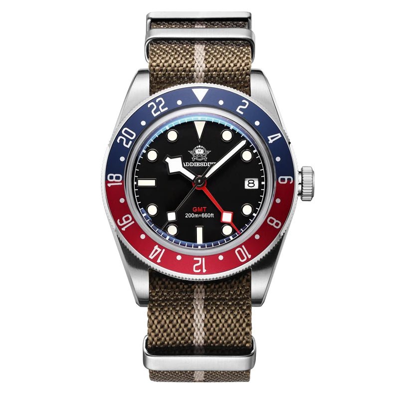 ADDIESDIVE AD2044 GMT Taucheruhr – 200m, BGW9 Leuchtend, Blasenspiegel, Quarz - flohmarkt-deutschland.shop