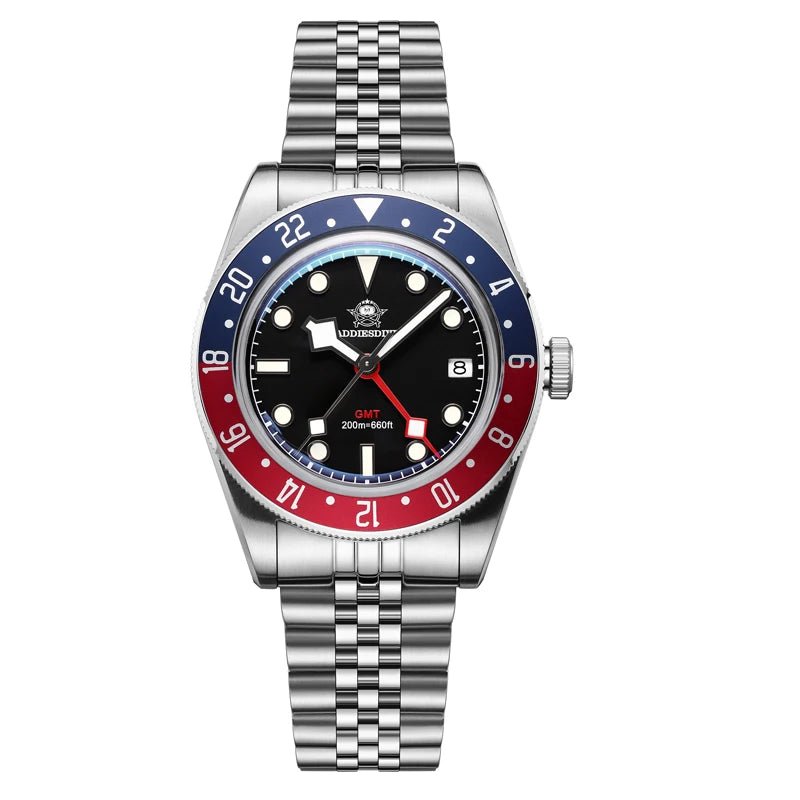 ADDIESDIVE AD2044 Herren-Quarzuhren Swiss Ronda 515-24H BGW9 Super Luminous 20Bar Diving GMT Watch Herrenuhr - flohmarkt-deutschland.shop