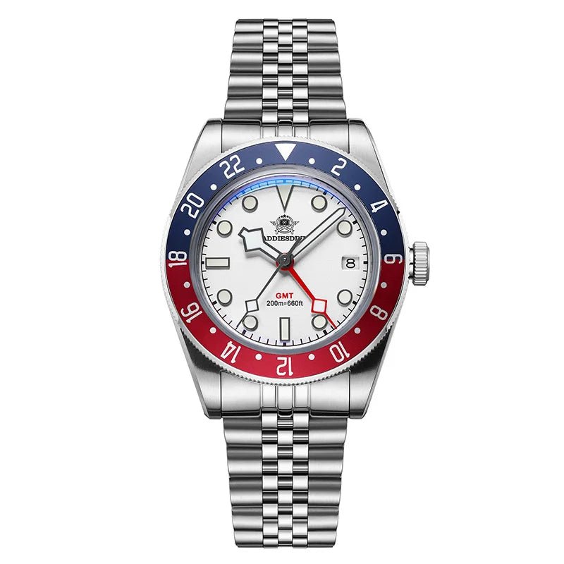 ADDIESDIVE AD2044 Herren-Quarzuhren Swiss Ronda 515-24H BGW9 Super Luminous 20Bar Diving GMT Watch Herrenuhr - flohmarkt-deutschland.shop