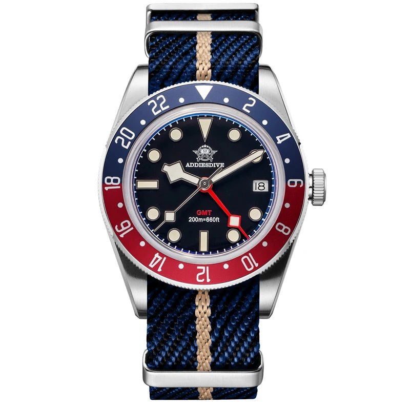ADDIESDIVE AD2044 Herren-Quarzuhren Swiss Ronda 515-24H BGW9 Super Luminous 20Bar Diving GMT Watch Herrenuhr - flohmarkt-deutschland.shop