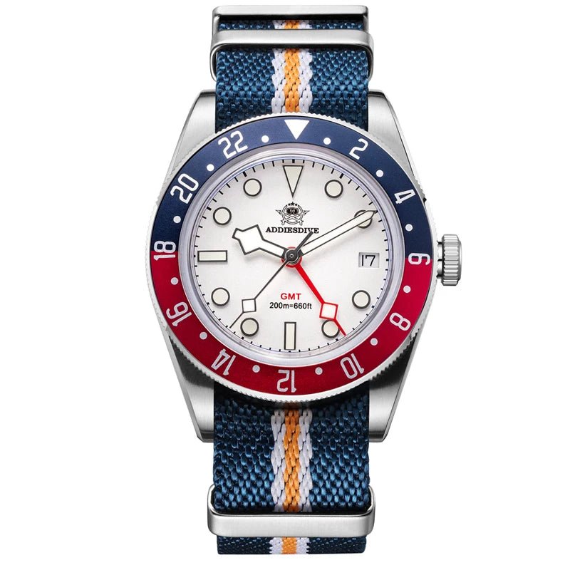 ADDIESDIVE AD2044 Herren-Quarzuhren Swiss Ronda 515-24H BGW9 Super Luminous 20Bar Diving GMT Watch Herrenuhr - flohmarkt-deutschland.shop