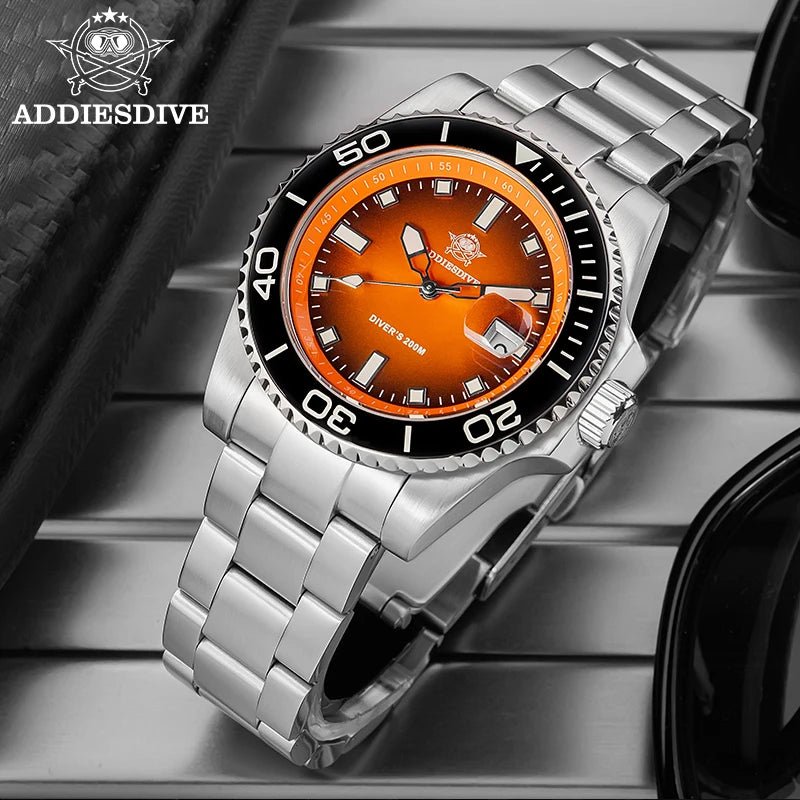 ADDIESDIVE AD2089 Taucheruhr – 41mm, Keramiklünette, BGW9, 200m, Edelstahl Quarz - flohmarkt-deutschland.shop