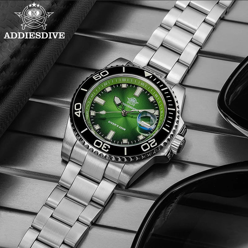 ADDIESDIVE AD2089 Taucheruhr – 41mm, Keramiklünette, BGW9, 200m, Edelstahl Quarz - flohmarkt-deutschland.shop