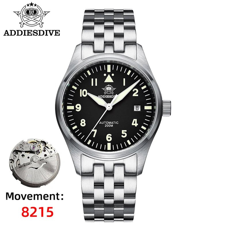 ADDIESDIVE AD2519 Vintage Automatikuhr – 200m, C3 Leuchtend, 316L Edelstahl - flohmarkt-deutschland.shop