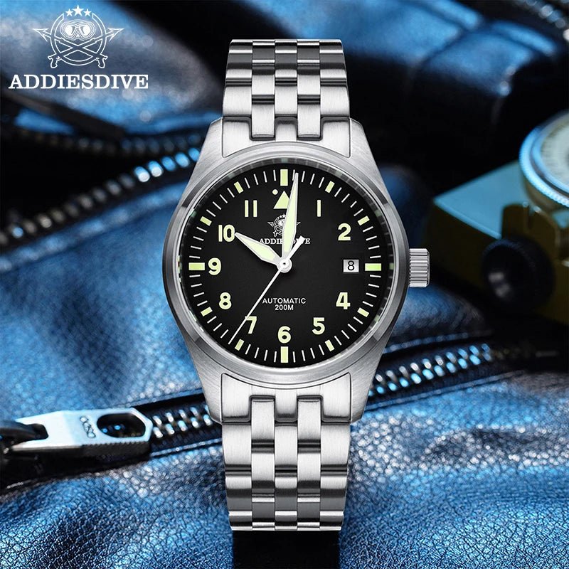ADDIESDIVE AD2519 Vintage Automatikuhr – 200m, C3 Leuchtend, 316L Edelstahl - flohmarkt-deutschland.shop