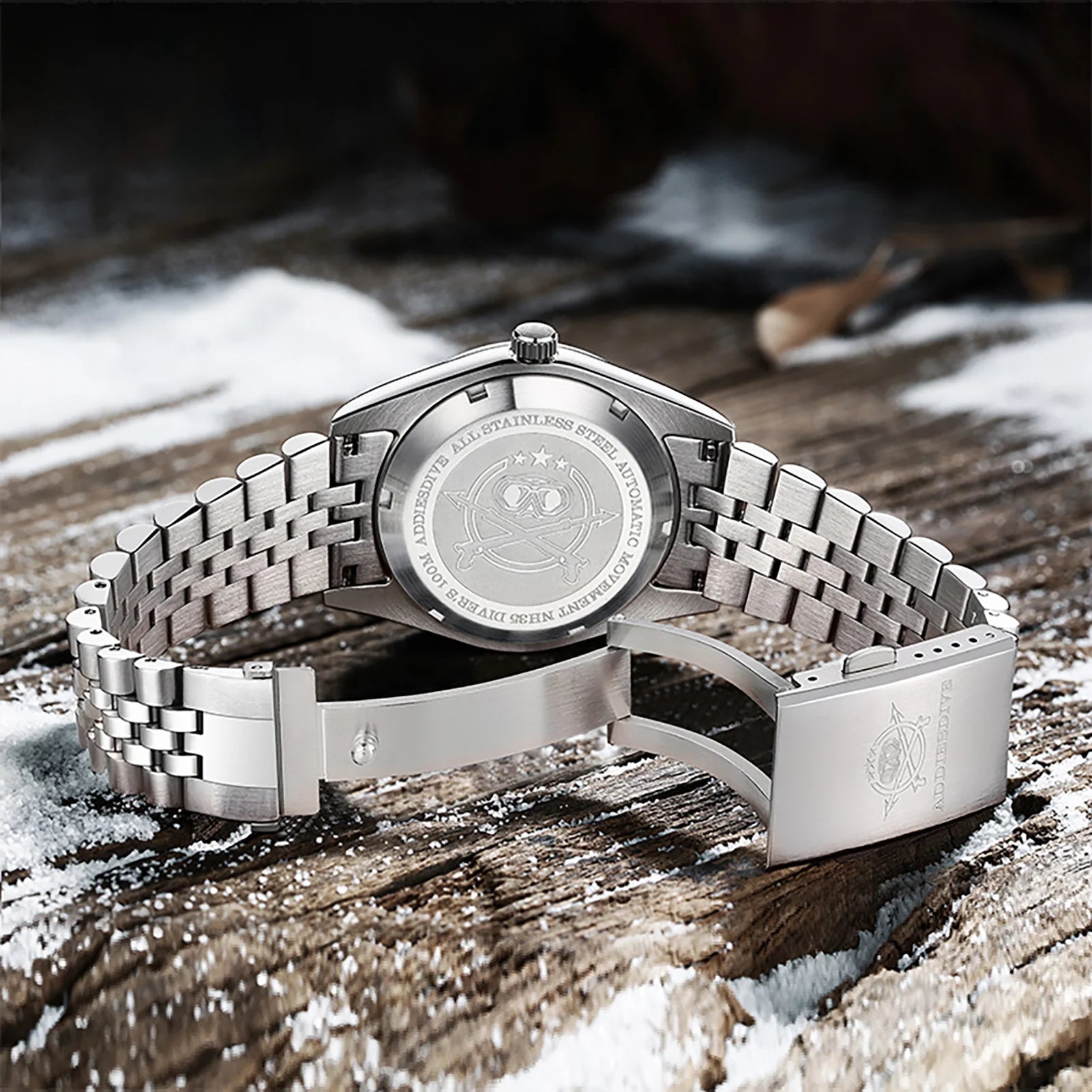 ADDIESDIVE Kalender Automatikuhr Luxus Business Armbanduhren für Herren NH35 Silber 100 m wasserdicht Tauchen mechanische Uhren - flohmarkt-deutschland.shop