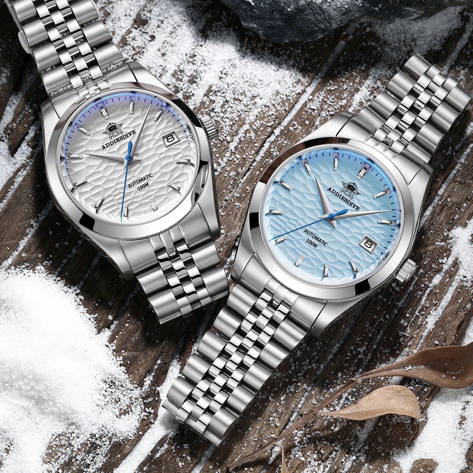 ADDIESDIVE Kalender Automatikuhr Luxus Business Armbanduhren für Herren NH35 Silber 100 m wasserdicht Tauchen mechanische Uhren - flohmarkt-deutschland.shop