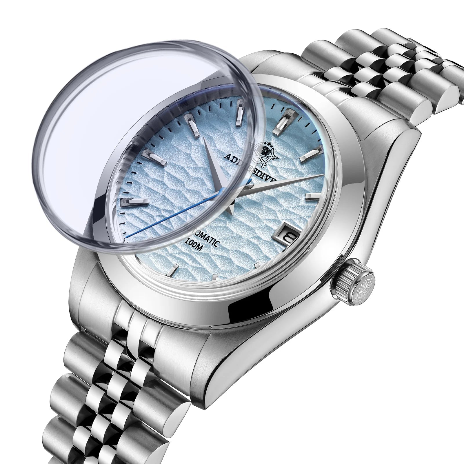 ADDIESDIVE Kalender Automatikuhr Luxus Business Armbanduhren für Herren NH35 Silber 100 m wasserdicht Tauchen mechanische Uhren - flohmarkt-deutschland.shop