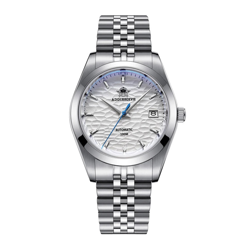 ADDIESDIVE Kalender Automatikuhr Luxus Business Armbanduhren für Herren NH35 Silber 100 m wasserdicht Tauchen mechanische Uhren - flohmarkt-deutschland.shop