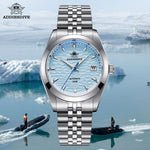 ADDIESDIVE Kalender Automatikuhr Luxus Business Armbanduhren für Herren NH35 Silber 100 m wasserdicht Tauchen mechanische Uhren - flohmarkt-deutschland.shop