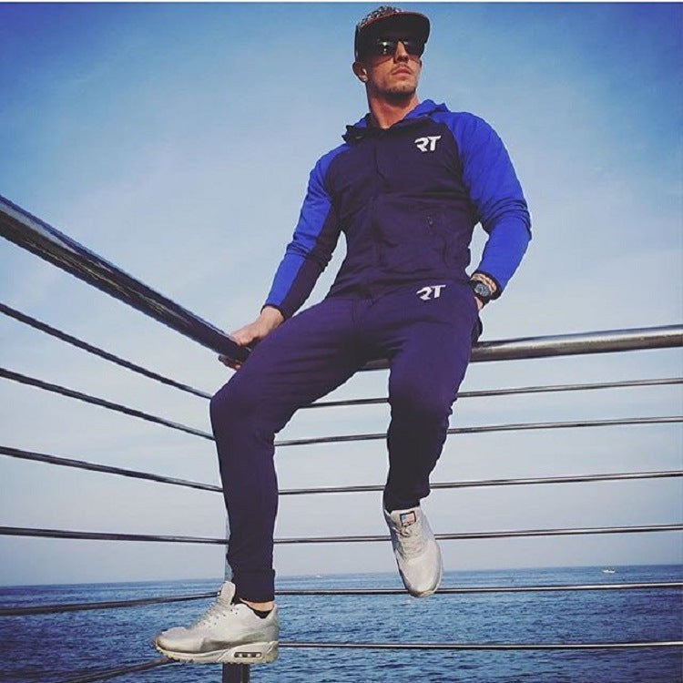 Muscle Brothers Color Block Hoodie Set for Fall/Winter