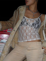 Ärmellose Spitze aushöhlen schiere Sommer süße Crop Tops für Frauen Club Party y2k Cami Tops Streetwear Kleidung - flohmarkt-deutschland.shop