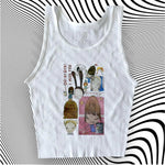 Ästhetische Brief Tank top Crop Tops T-shirt Kurzarm Weste Tees Harajuku Streetwear Hosenträger Frauen Kleidung hemd 2000er Jahre - flohmarkt-deutschland.shop