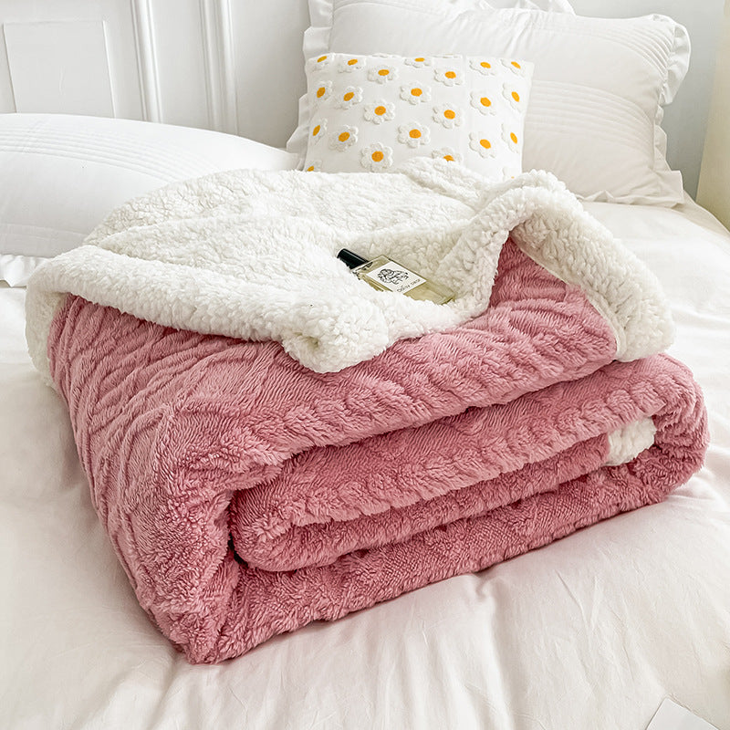 Thick Double Layer Lamb Fleece Blanket for Fall/Winter