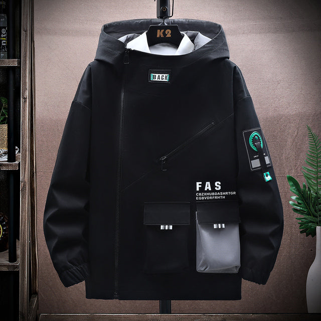 Men's Casual Hooded Windbreaker Jacket - Large Size 4XL