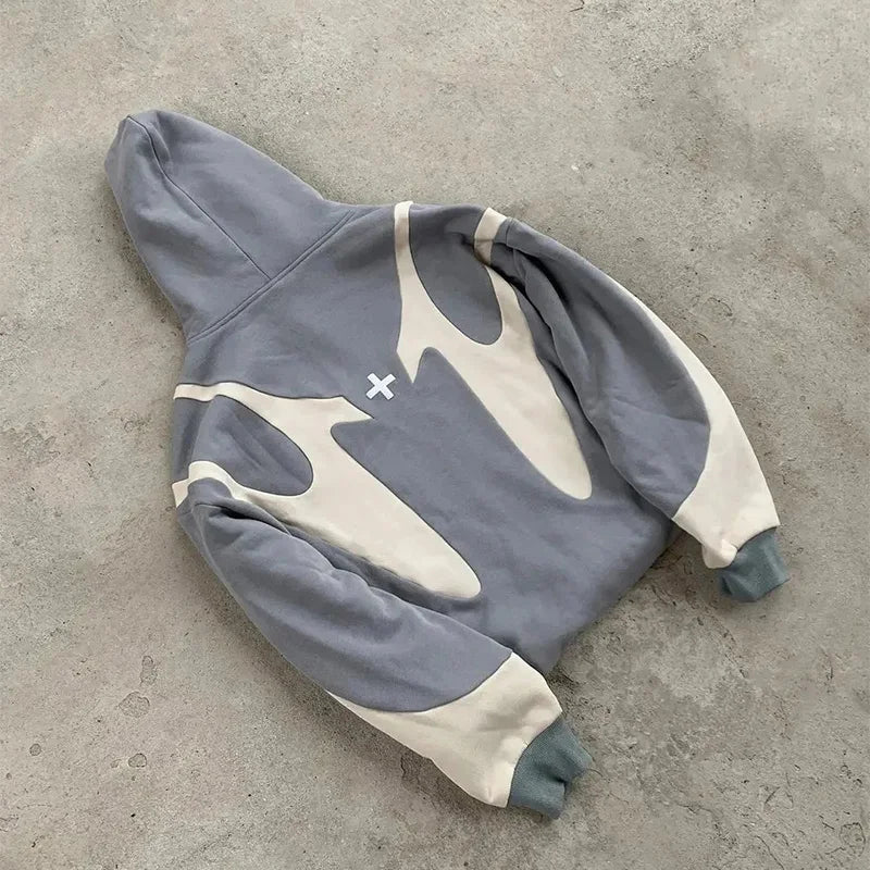 Amerikanischen Retro Brief Gedruckt Teufel Muster Hoodie Y2k Harajuku Casual Paar Zipper Hoodies Sweatshirt Mode Straße Kleidung - flohmarkt-deutschland.shop