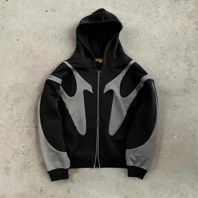 Amerikanischen Retro Brief Gedruckt Teufel Muster Hoodie Y2k Harajuku Casual Paar Zipper Hoodies Sweatshirt Mode Straße Kleidung - flohmarkt-deutschland.shop