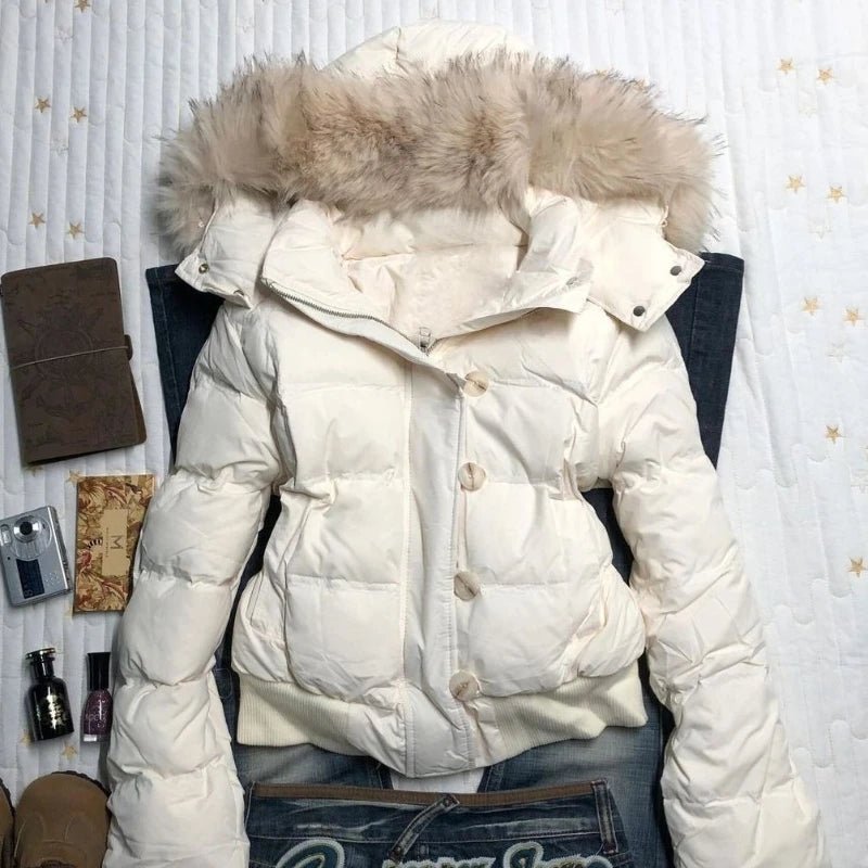 Amerikanischen retro pelz kragen warme einfarbig frauen mit kapuze baumwolle mantel ins winter lose beiläufige dünne baumwolle mantel jacken - flohmarkt-deutschland.shop