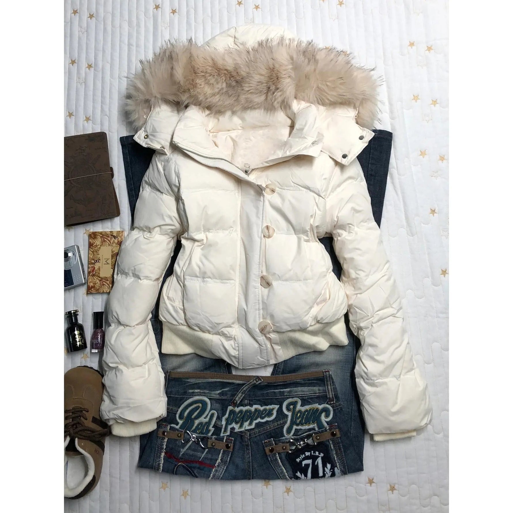 Amerikanischen retro pelz kragen warme einfarbig frauen mit kapuze baumwolle mantel ins winter lose beiläufige dünne baumwolle mantel jacken - flohmarkt-deutschland.shop