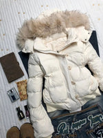 Amerikanischen retro pelz kragen warme einfarbig frauen mit kapuze baumwolle mantel ins winter lose beiläufige dünne baumwolle mantel jacken - flohmarkt-deutschland.shop