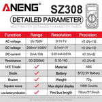 ANENG SZ308 Digital Multimeter AC/DC Current Meter Voltage Resistance Meter Electrician LCD Screen Ohm Square Wave Test - flohmarkt-deutschland.shop