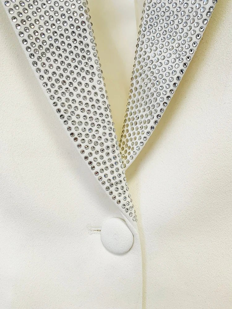 Angebot ,51,99 eur, HIGH STREET Mode 2026 Designer-Jacke Damen Echte Straußenfeder-Jacke mit Diamanten-Verzierung Schalkragen-Blazer - flohmarkt-deutschland.shop