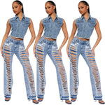 Angebot ,Jeans Frauen Denim Hose Lange Flare Hosen Loch Mom Jeans Slim Fit Hohe Taille Y2k Streetwear Splice Gerade Hosen Party Club - flohmarkt-deutschland.shop