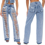 Angebot ,Jeans Frauen Denim Hose Lange Flare Hosen Loch Mom Jeans Slim Fit Hohe Taille Y2k Streetwear Splice Gerade Hosen Party Club - flohmarkt-deutschland.shop